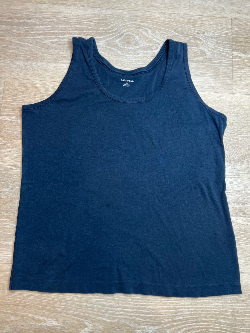 Lands’ End, Navy Blue Sleeveless Tank Top, 100% Cotton, Women’s Large